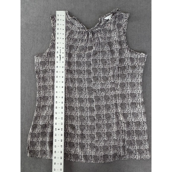 CAbi Sheer Sleeveless Blouse Womens XL Black White Abstract Artsy Minimalist - Picture 9 of 10